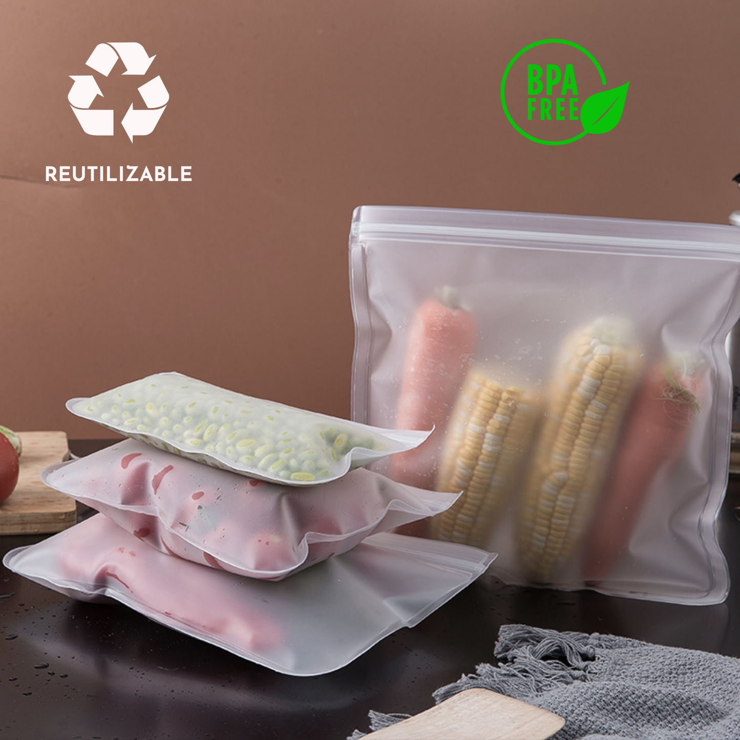 Pack De 3 Bolsas Herméticas De Silicona Para Alimentos