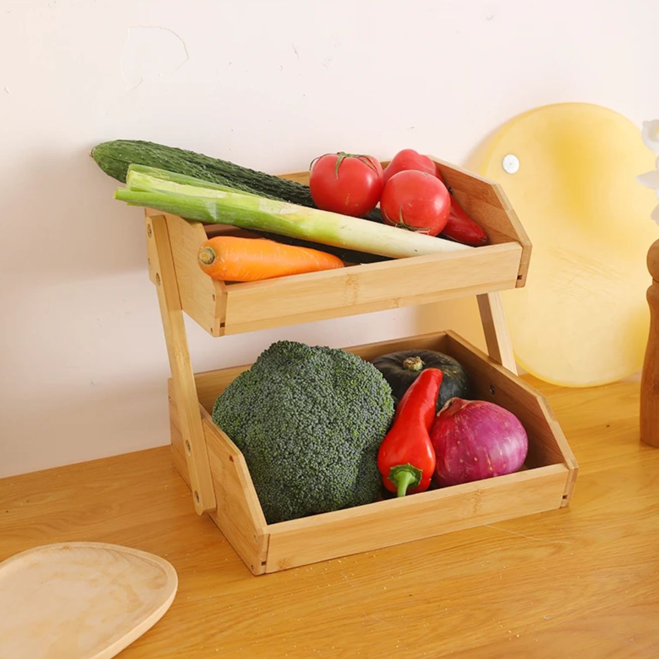 Estante de Madera de 2 Niveles Para Cocina