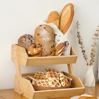 Estante de Madera de 2 Niveles Para Cocina