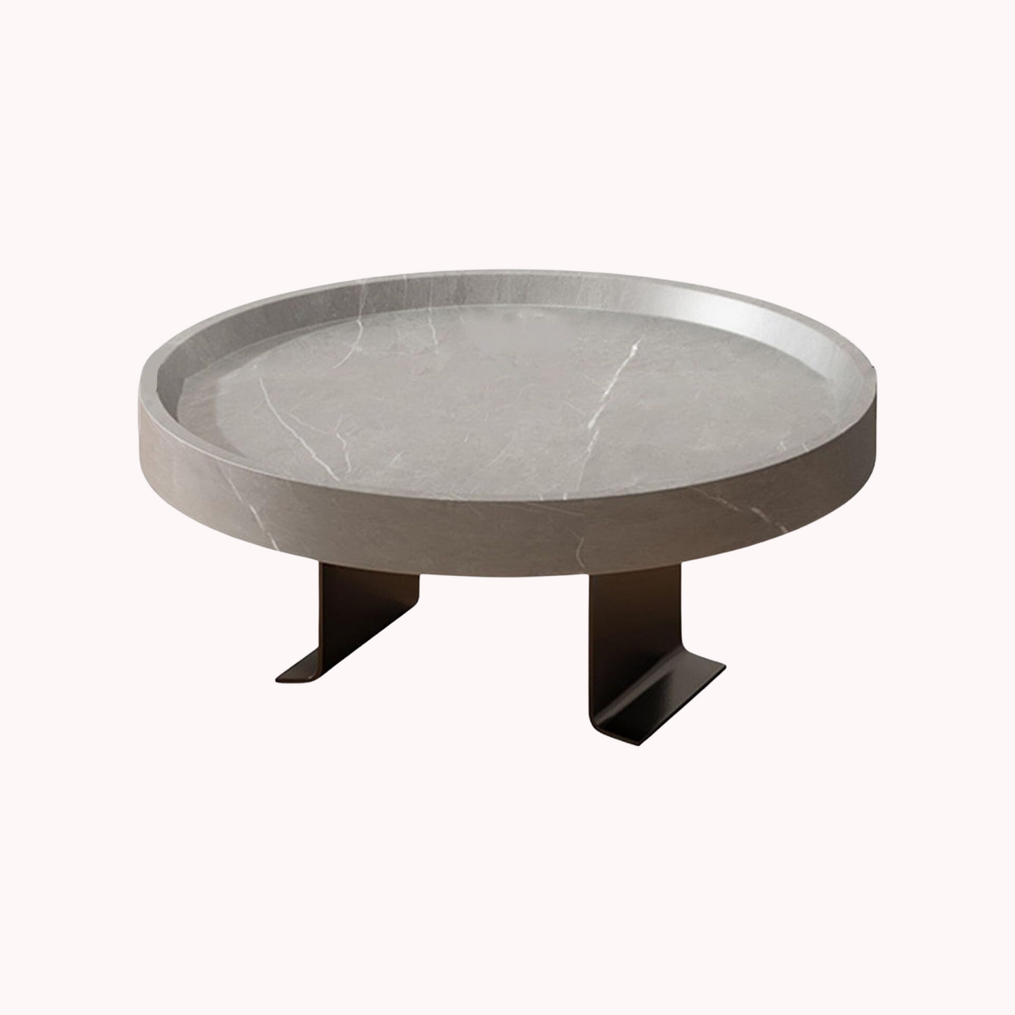 Mesa Para Sofá Gris Redonda