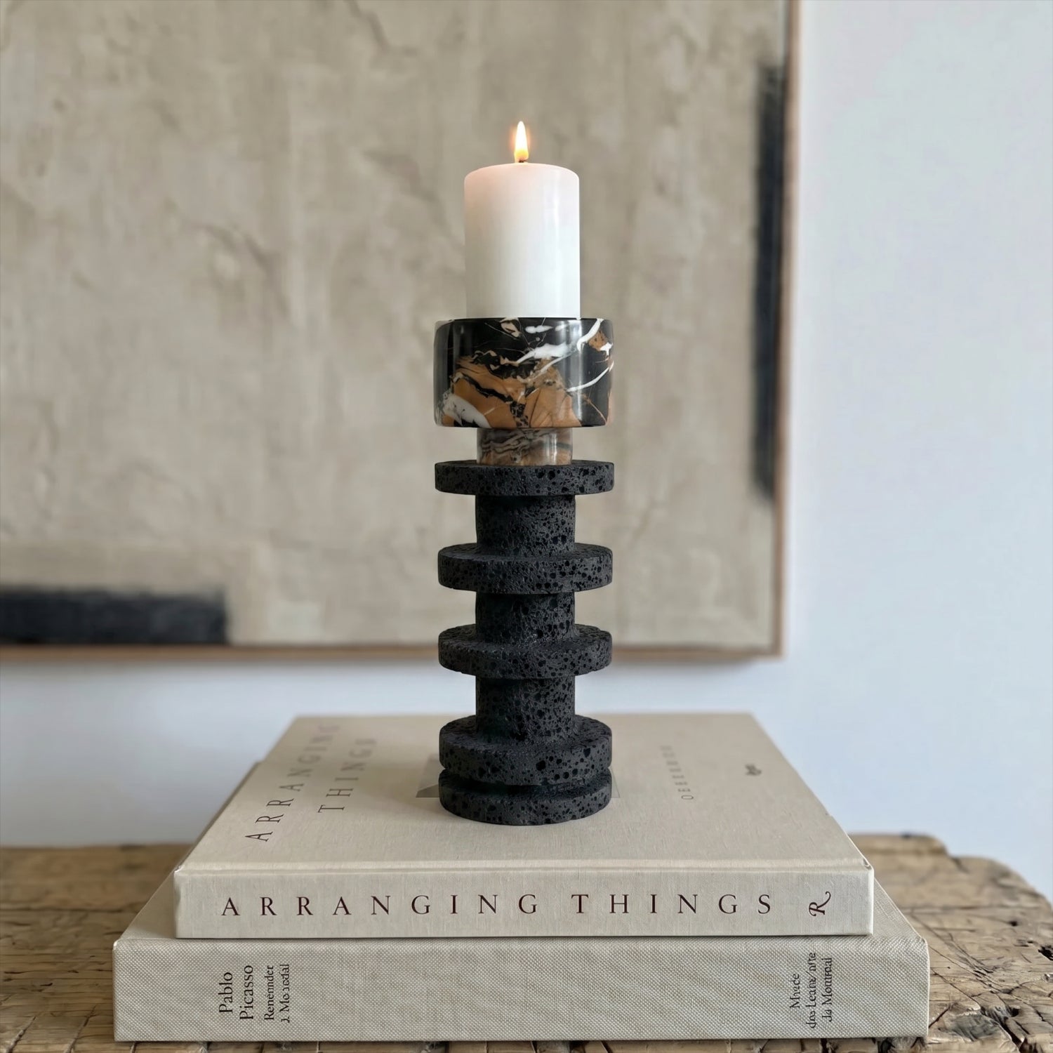 Candelabro Torre Decorativa Travertino Onyx Pequeño