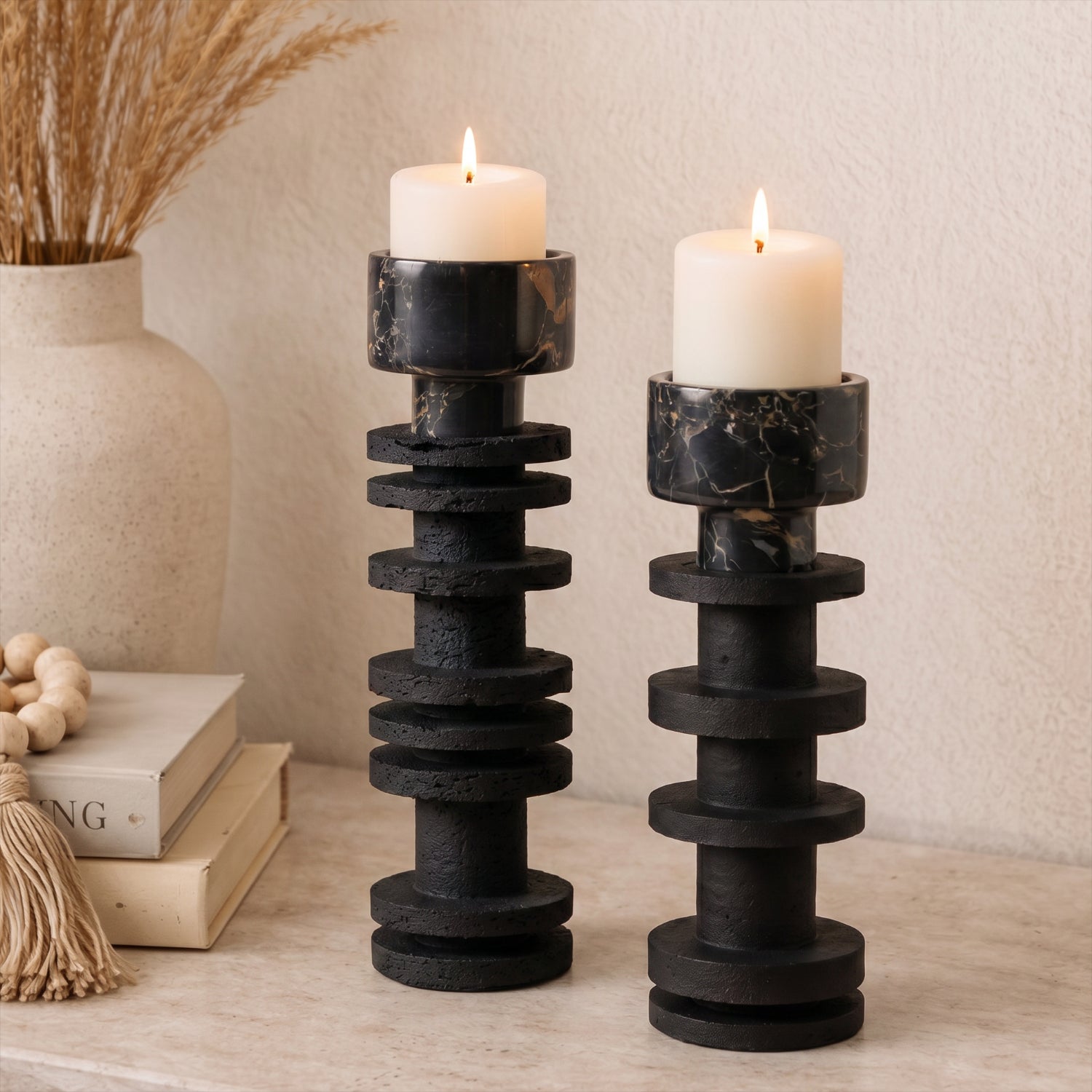 Candelabro Torre Decorativa Travertino Onyx Pequeño