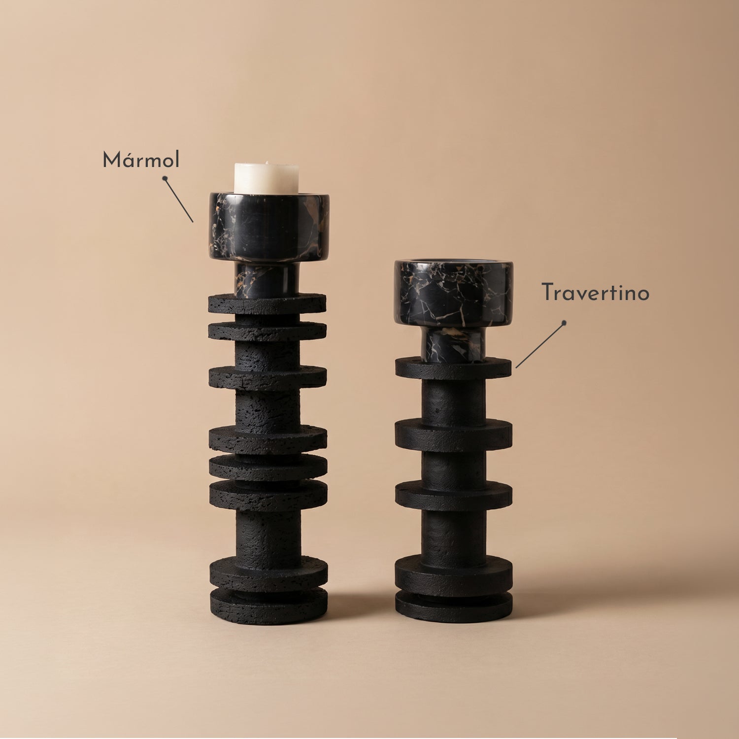 Candelabro Torre Decorativa Travertino Onyx Pequeño