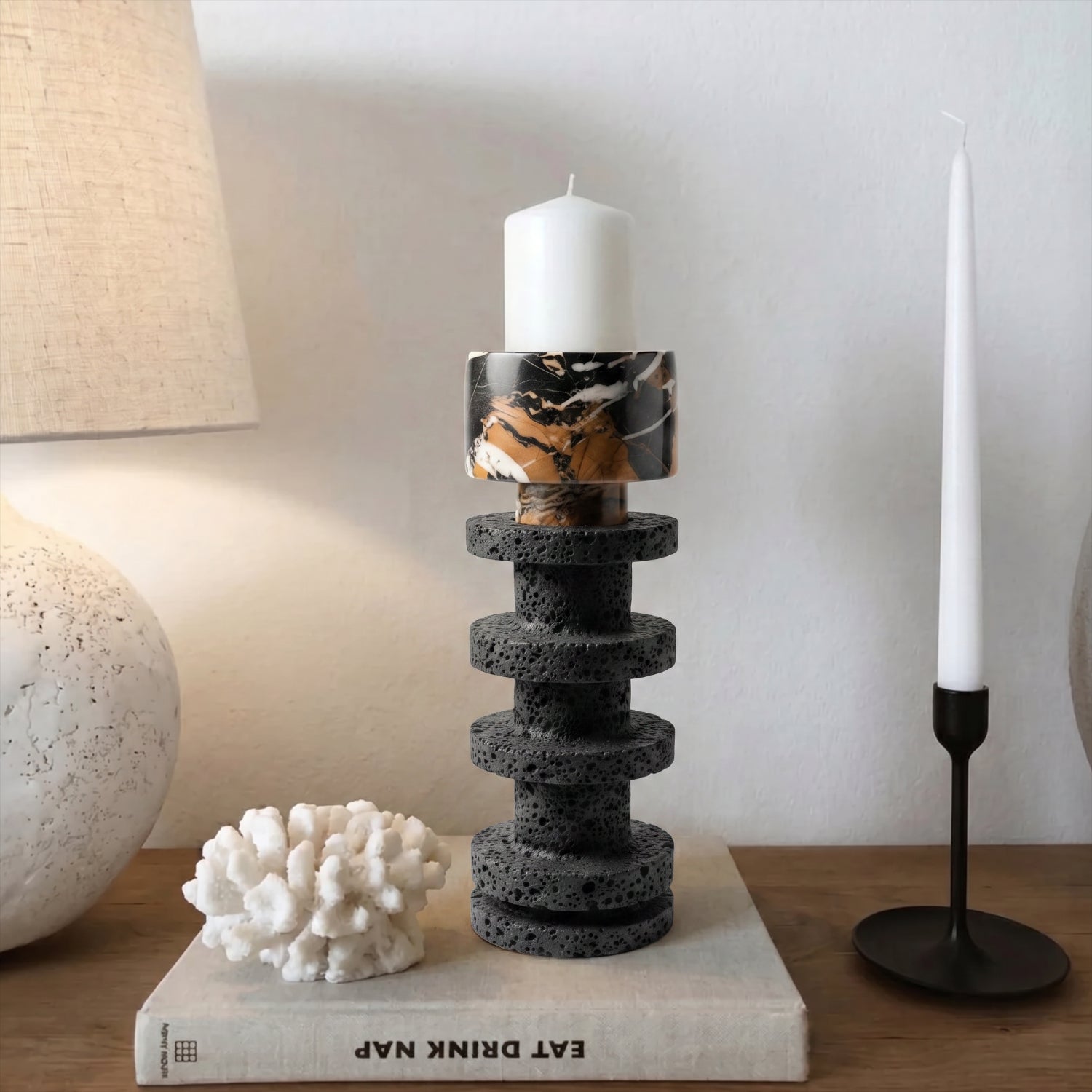 Candelabro Torre Decorativa Travertino Onyx Pequeño