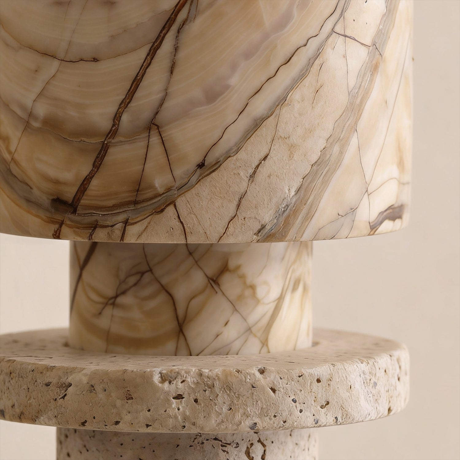 Candelabro Torre Travertino Column Otto Anelli