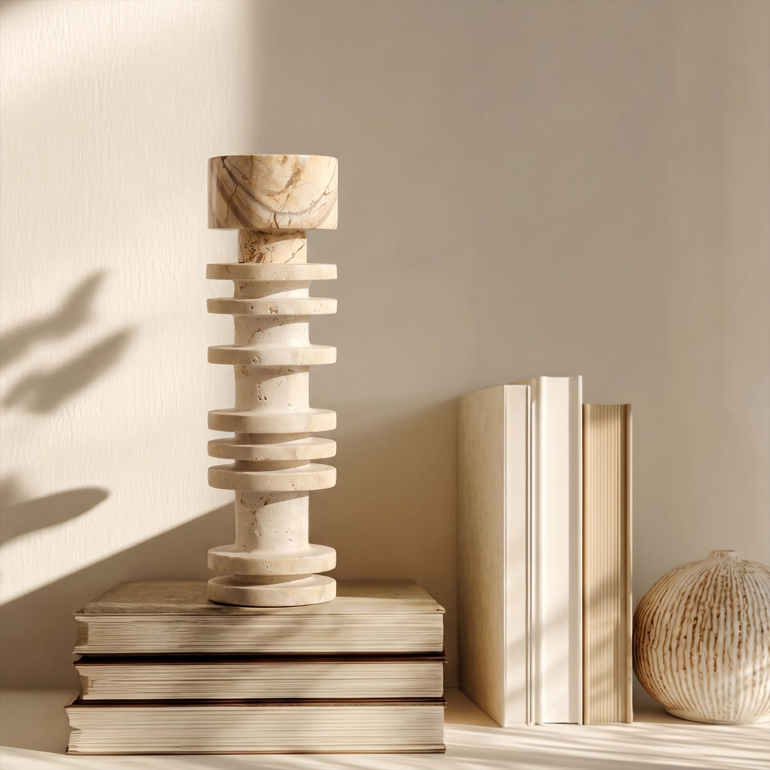 Candelabro Torre Travertino Column Otto Anelli