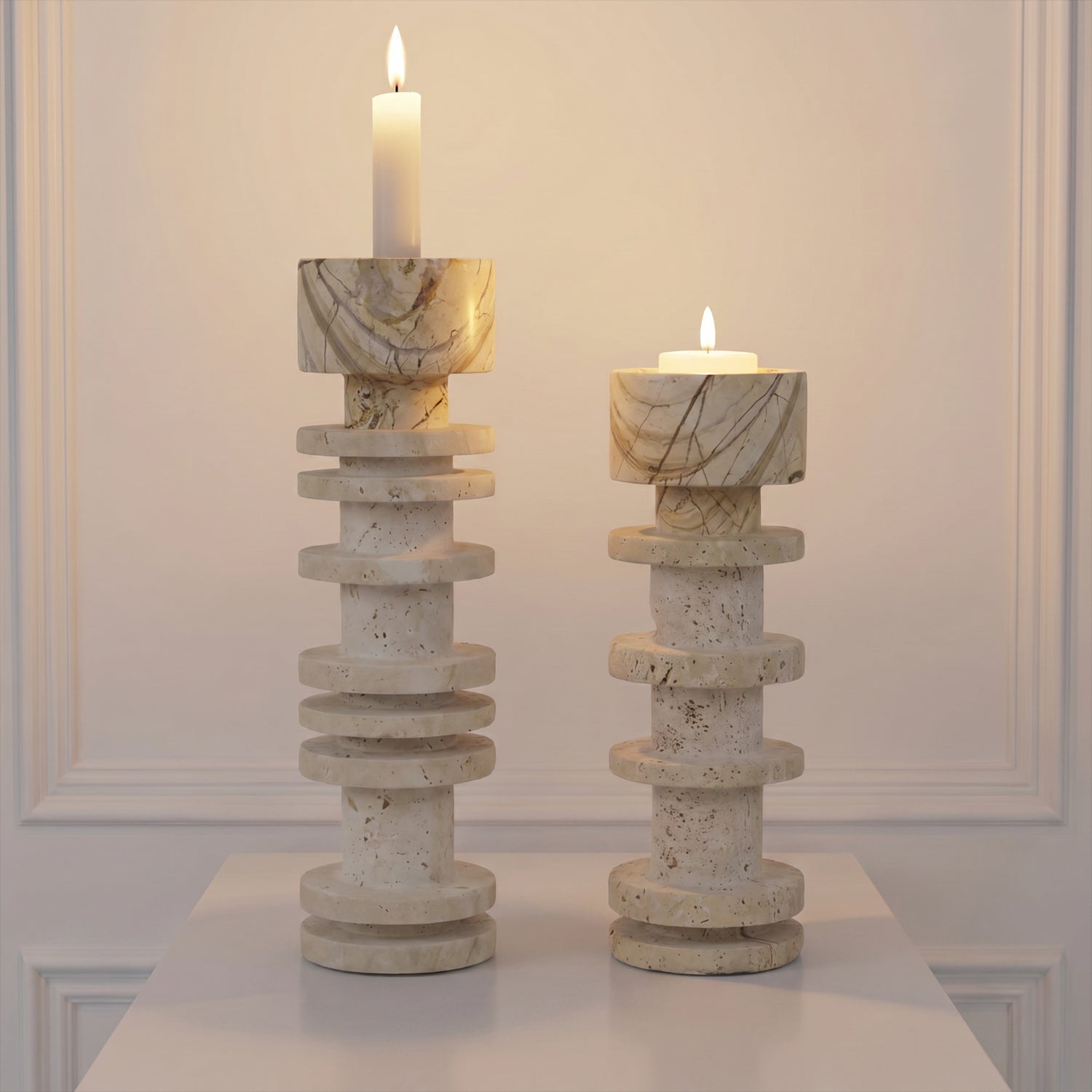 Candelabro Torre Travertino Column Otto Anelli