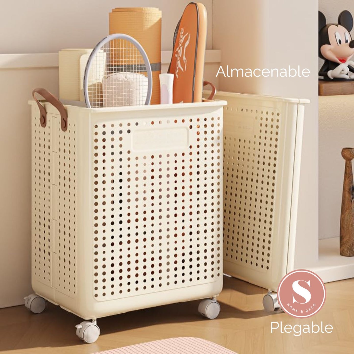 Cesta Plegable con Ruedas y Asas