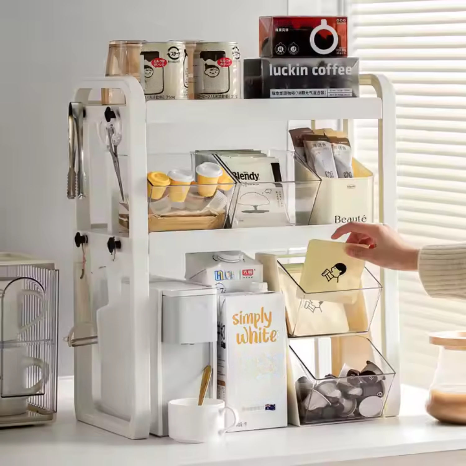 Estante Organizador Extensible Para Cocina 2 Niveles Blanco