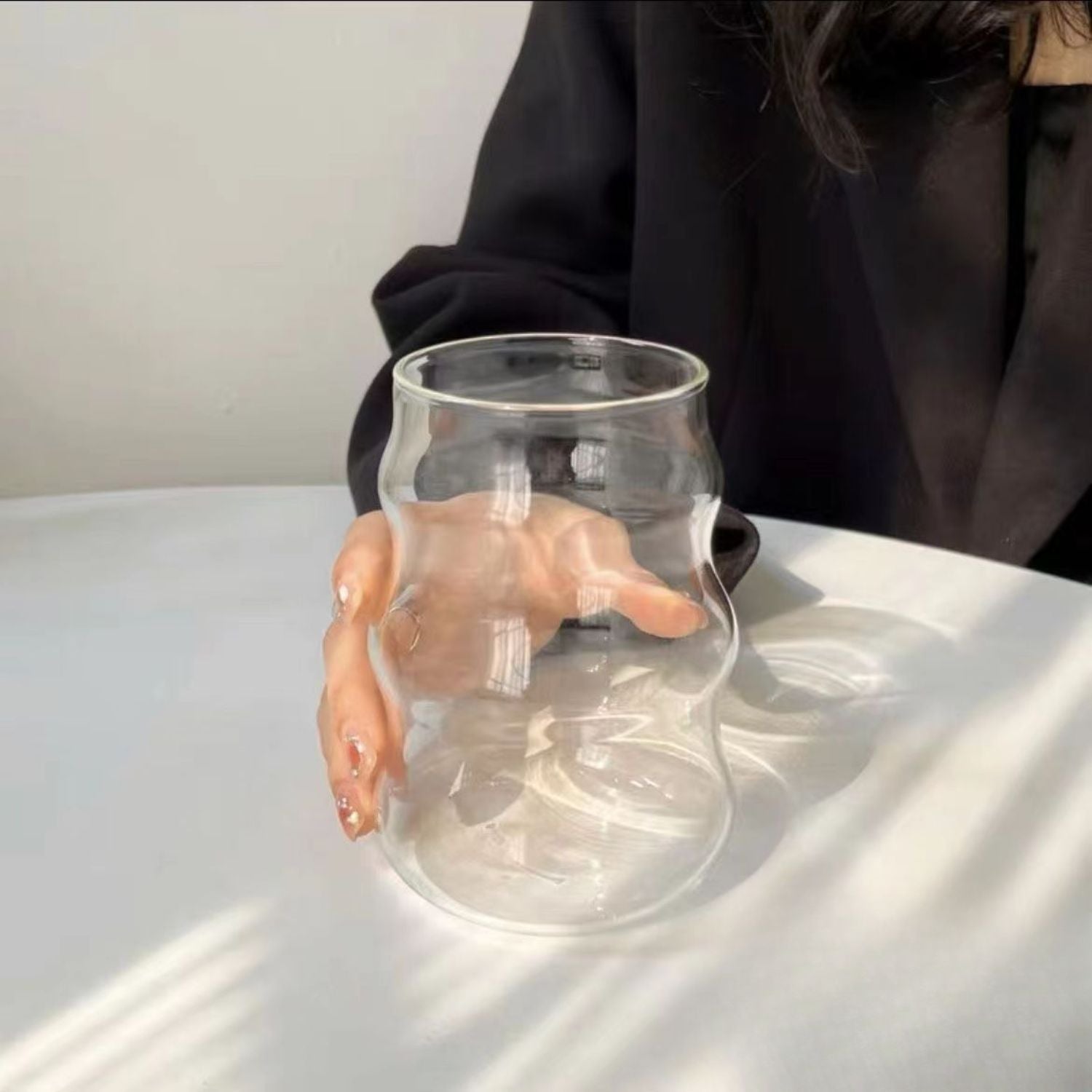 Set 4 Vasos Vidrio Diseño Ondas con Bombilla 510ml