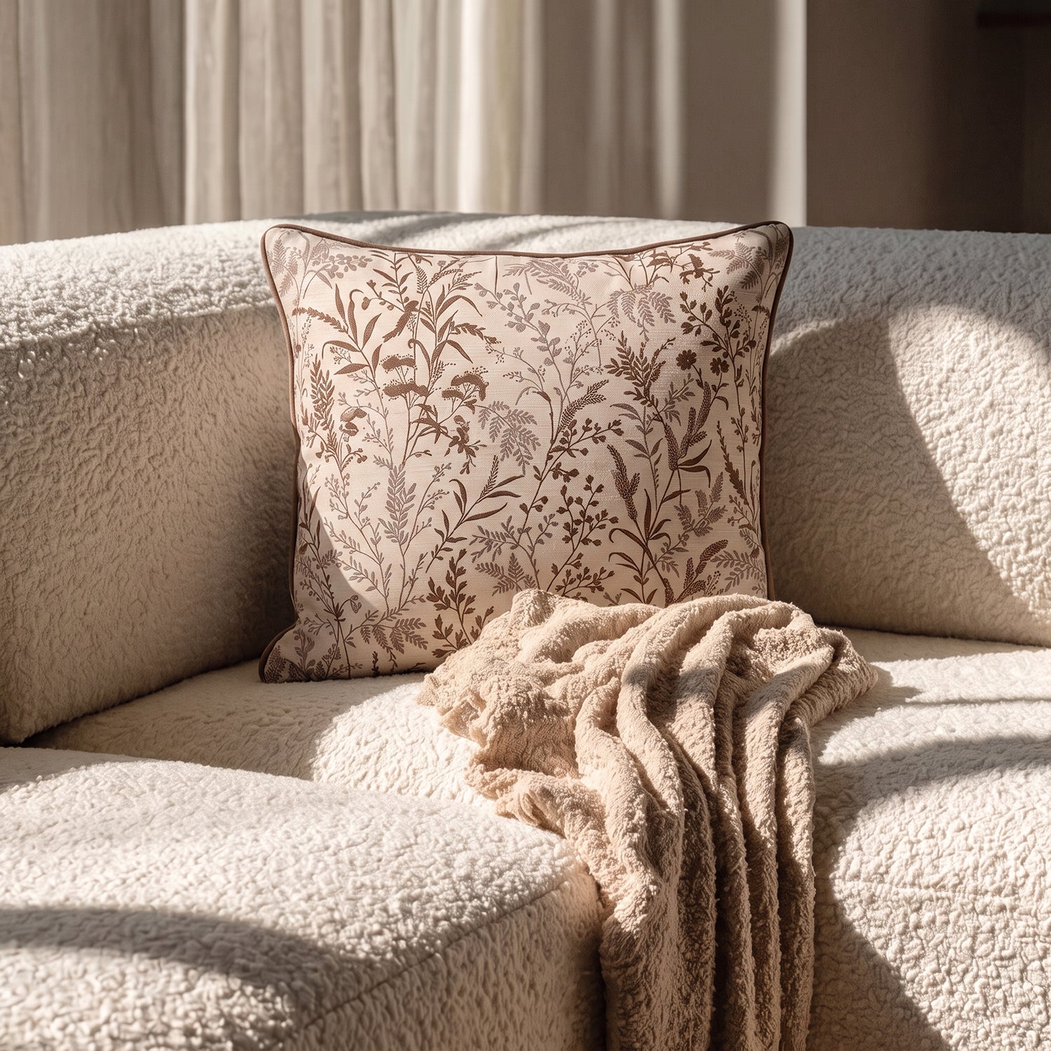 PREVENTA -  Cojín Botánico Jacquard Beige