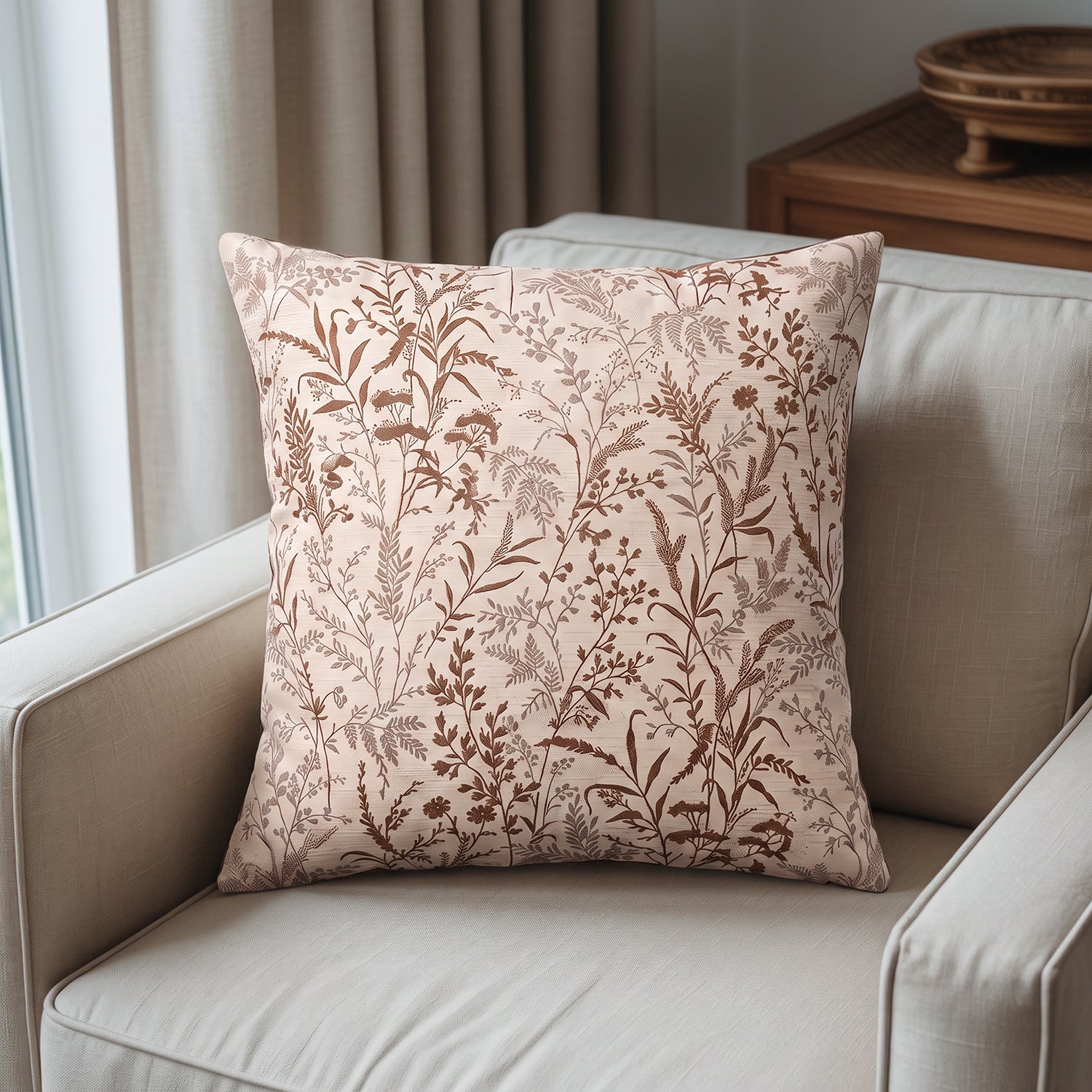 PREVENTA -  Cojín Botánico Jacquard Beige