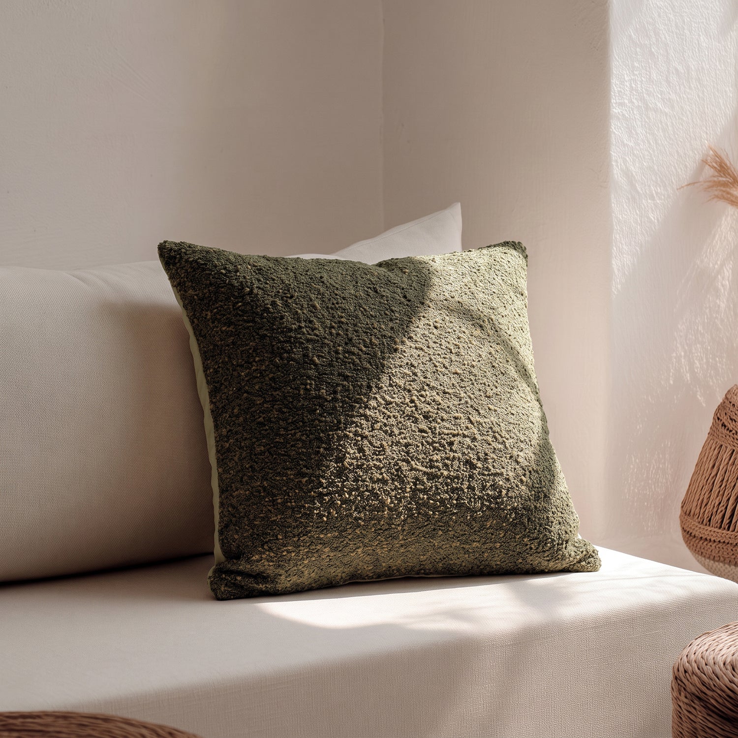 PREVENTA - Cojín Bouclé Verde Oliva
