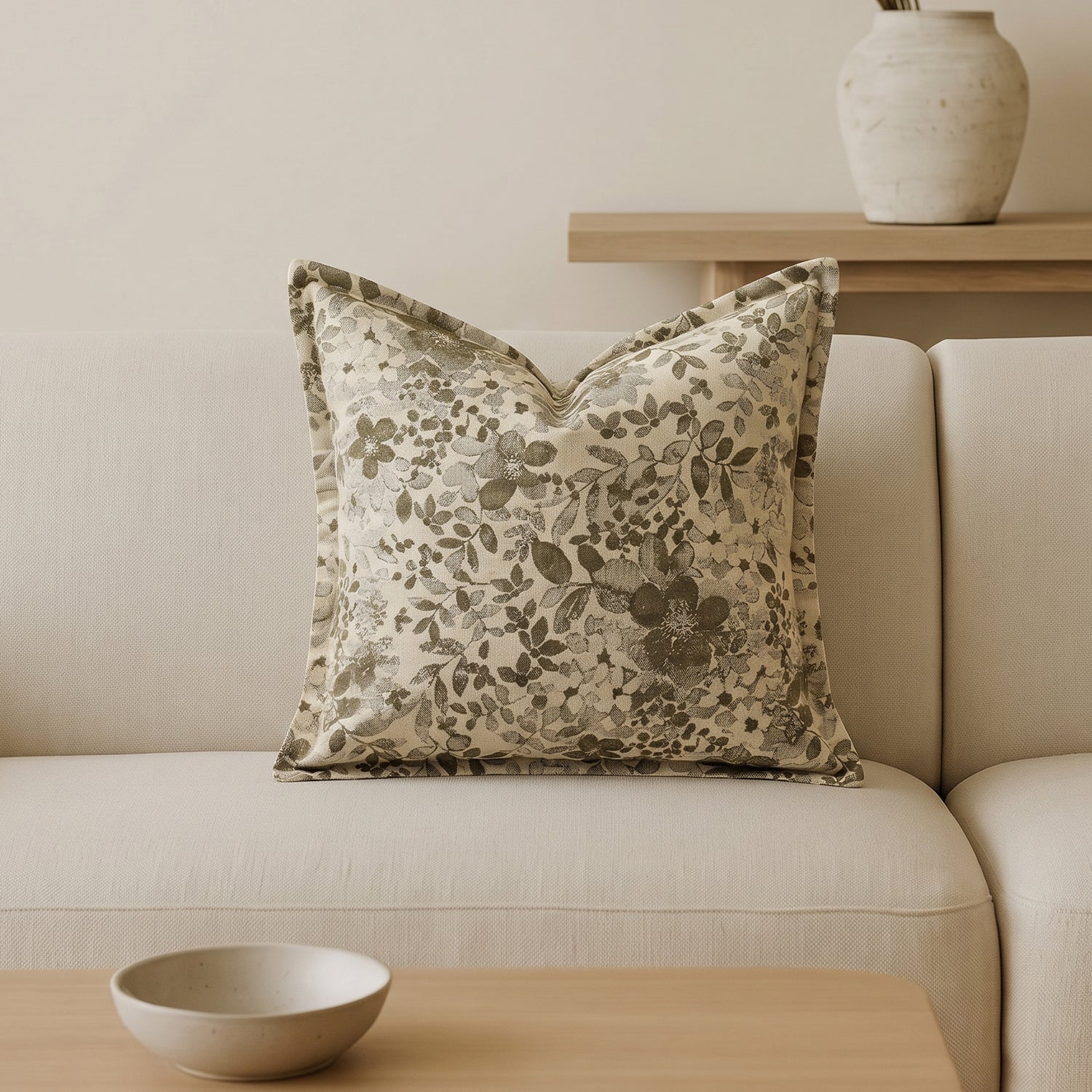 PREVENTA - Cojín Floral Jacquard Verde
