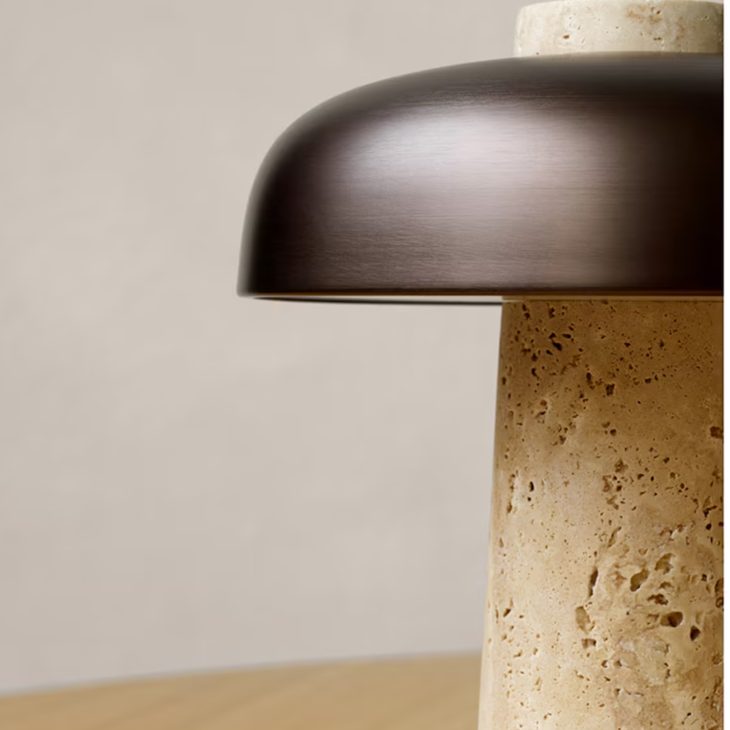 PREVENTA - Lámpara Led Negro De Piedra Travertino Mesa Y Deco
