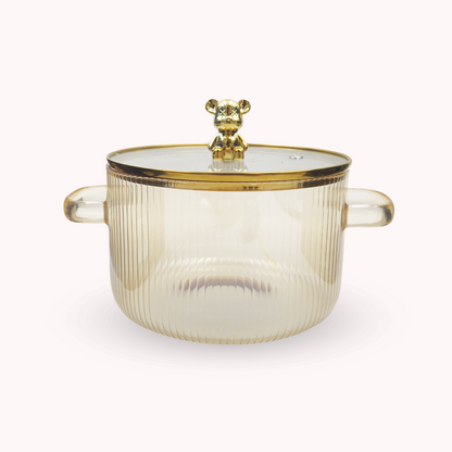 Olla de Vidrio Oso Dorado Minimalista