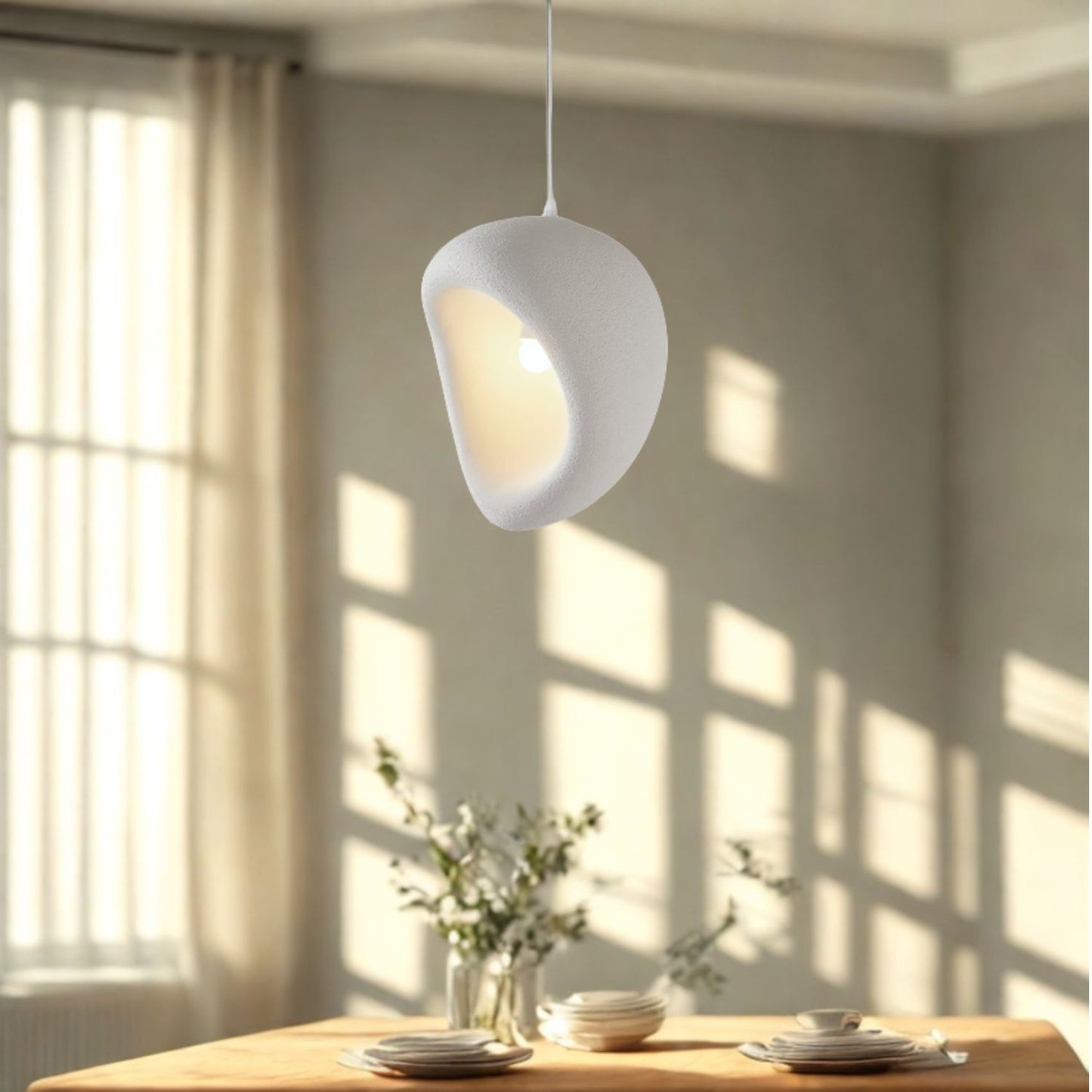 Lampara Colgante Japandi Zen Textura Ovo