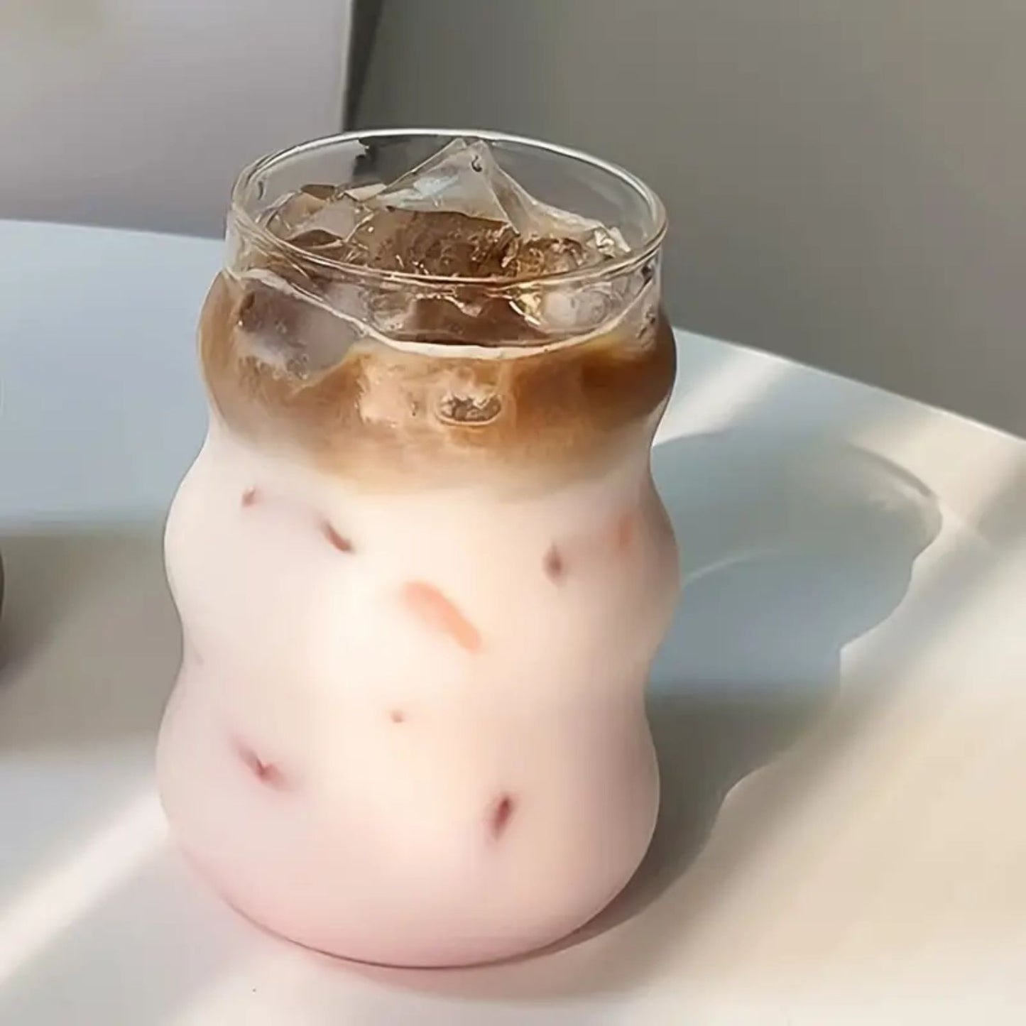 Set 4 Vasos Vidrio Diseño Ondas con Bombilla 510ml