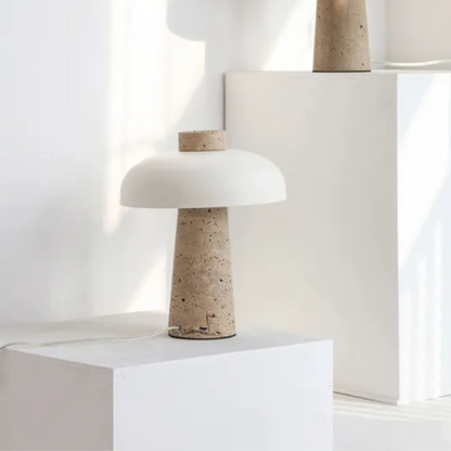 Lampara Led Blanco de Piedra Travertino