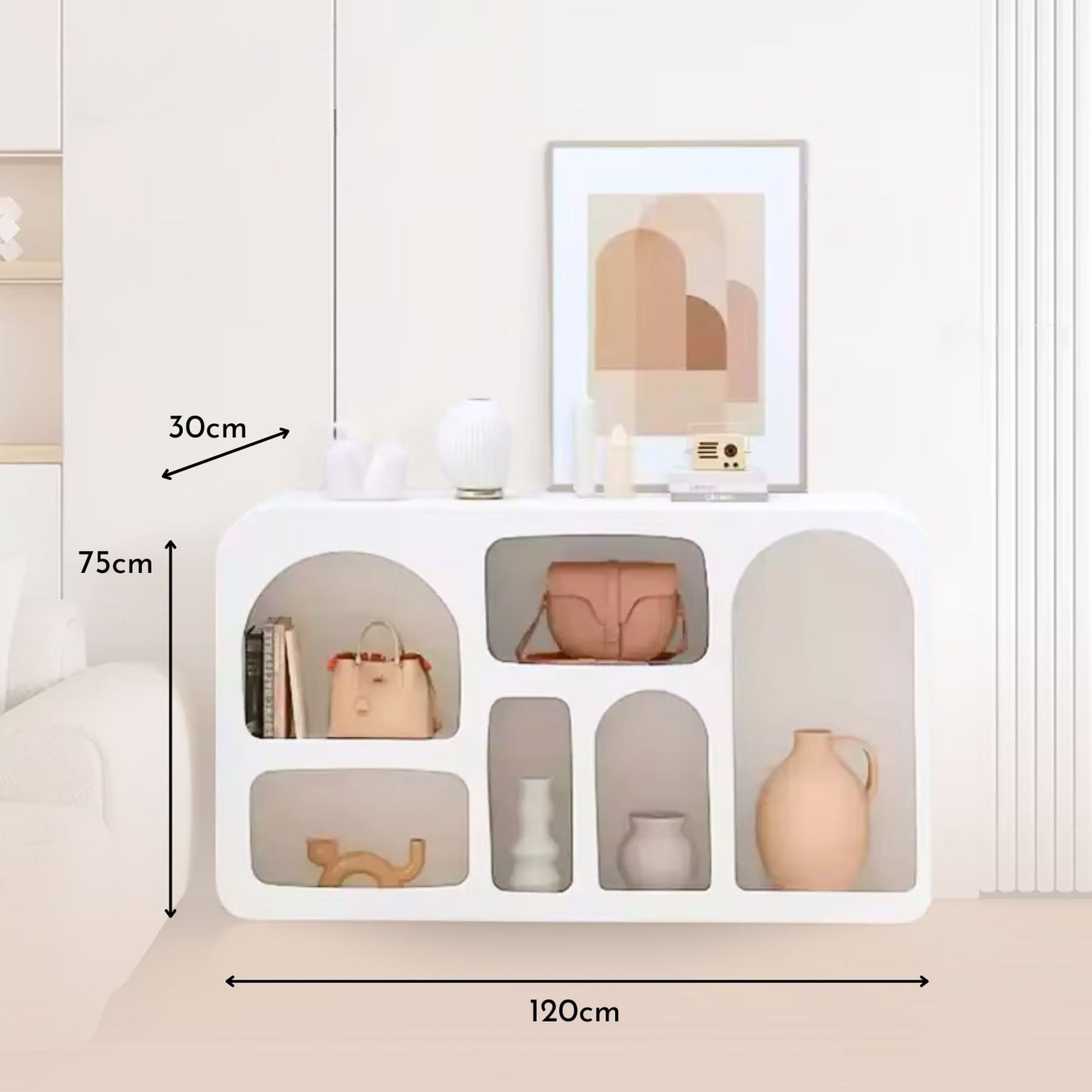 Aparador Organizador Geométrico Bogen Marfil Mediano