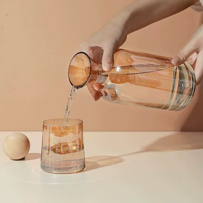 Jarra de Vidrio Decantador Lujoso 4 vasos Ambar