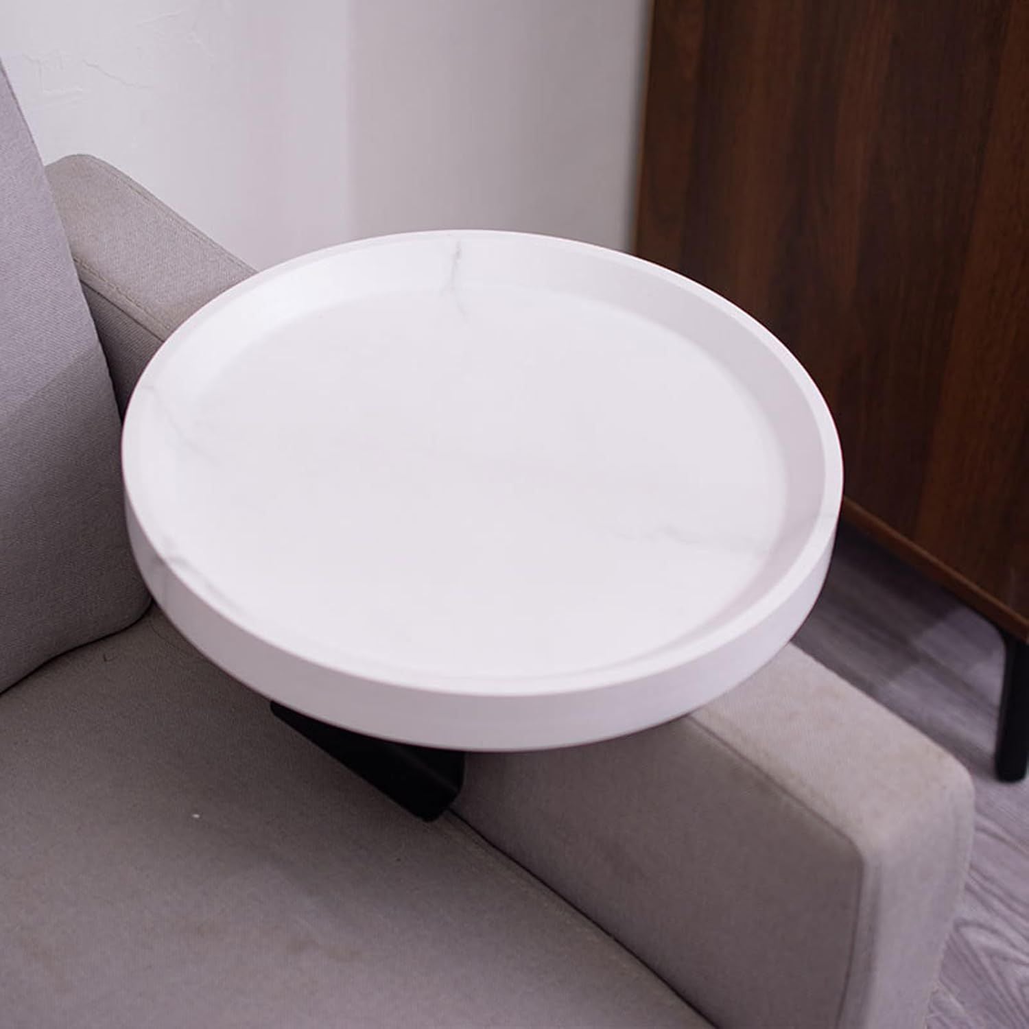PREVENTA - Mesa Brazo de Sofá Estilo Blanco Mármol