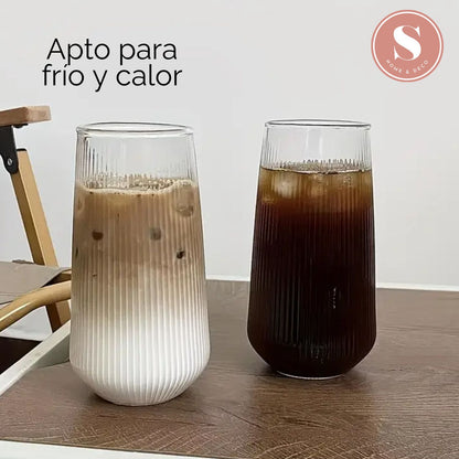 Set 4 Vasos Vidrio Líneas Slim Fresh 500ml