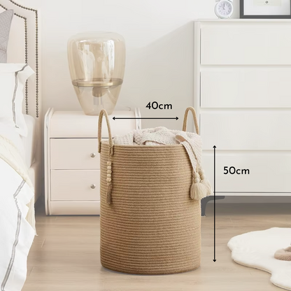 Cesta Tejida Cáñamo Beige