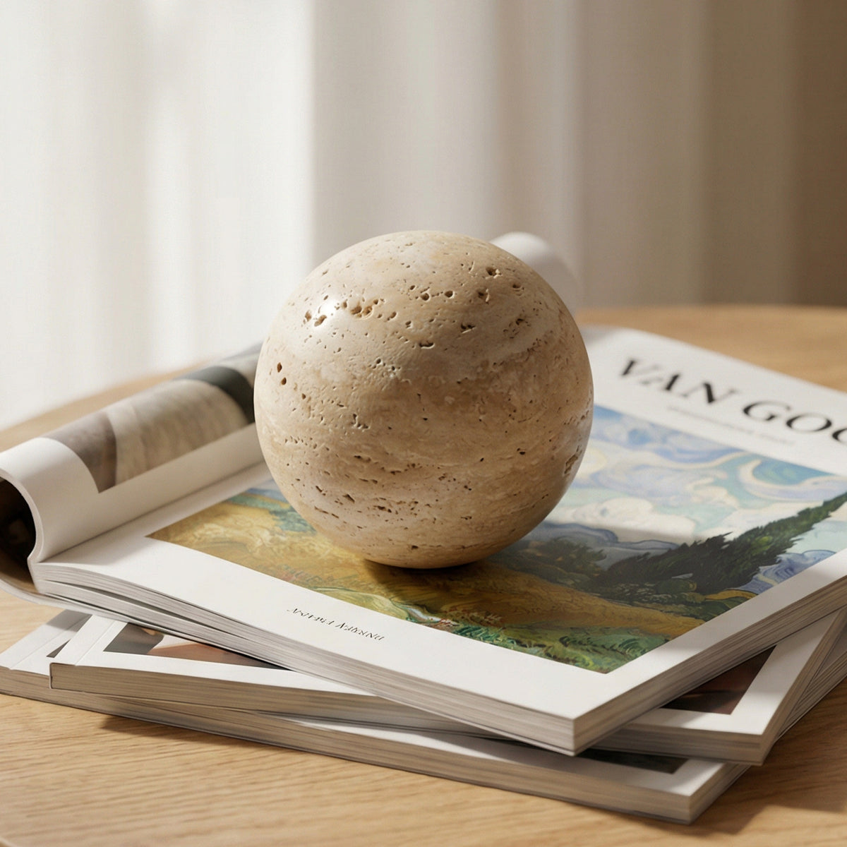 PREVENTA - Esfera Orbis Piedra Travertino Figura Decorativa