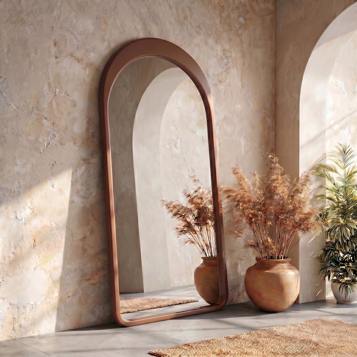 PREVENTA - Espejo Arco Gaia Color Nogal Cuerpo Entero 100x200cm