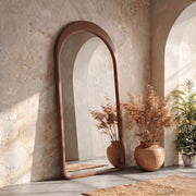 PREVENTA - Espejo Arco Gaia Color Nogal Cuerpo Entero 100x200cm