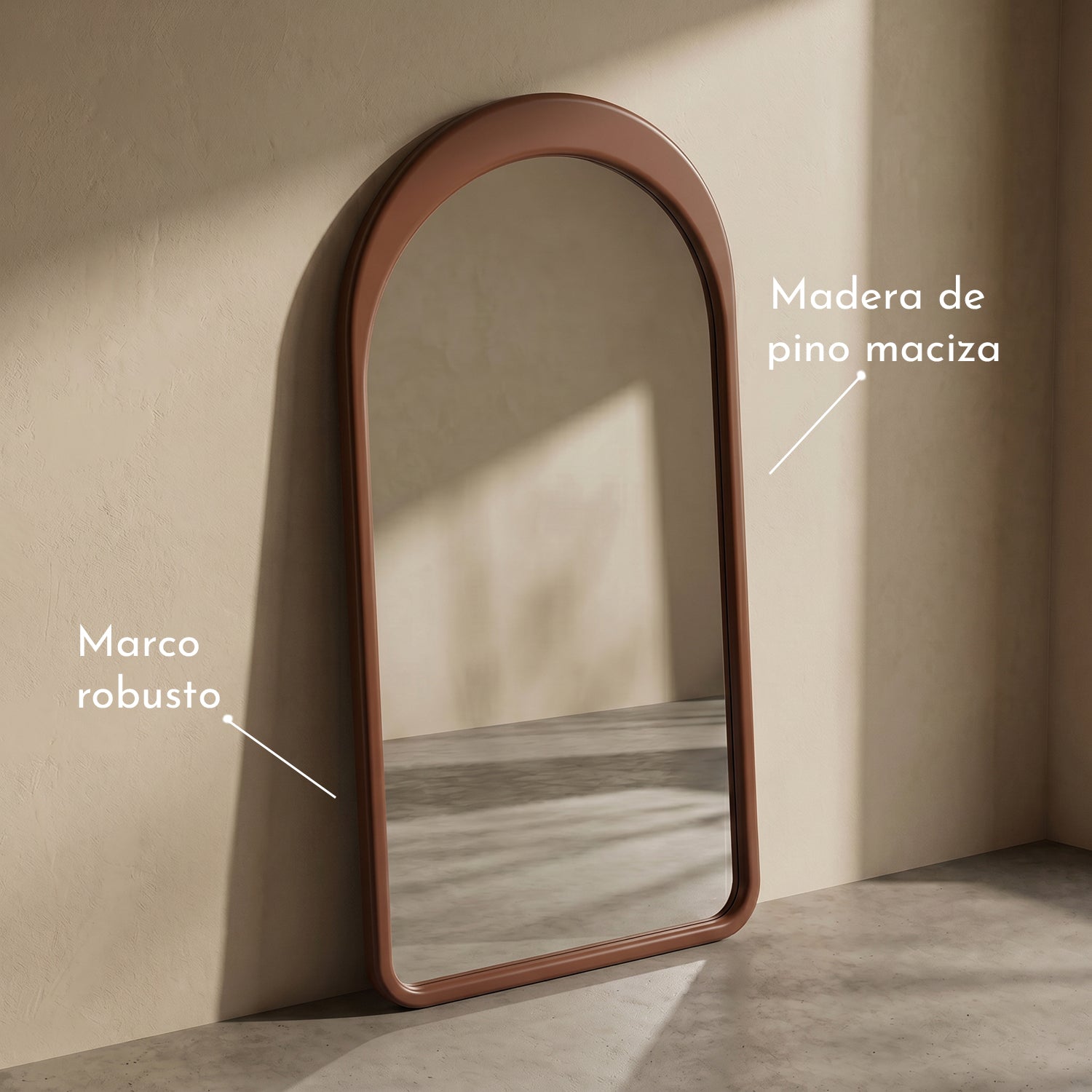 PREVENTA - Espejo Arco Gaia Color Nogal Cuerpo Entero 100x200cm