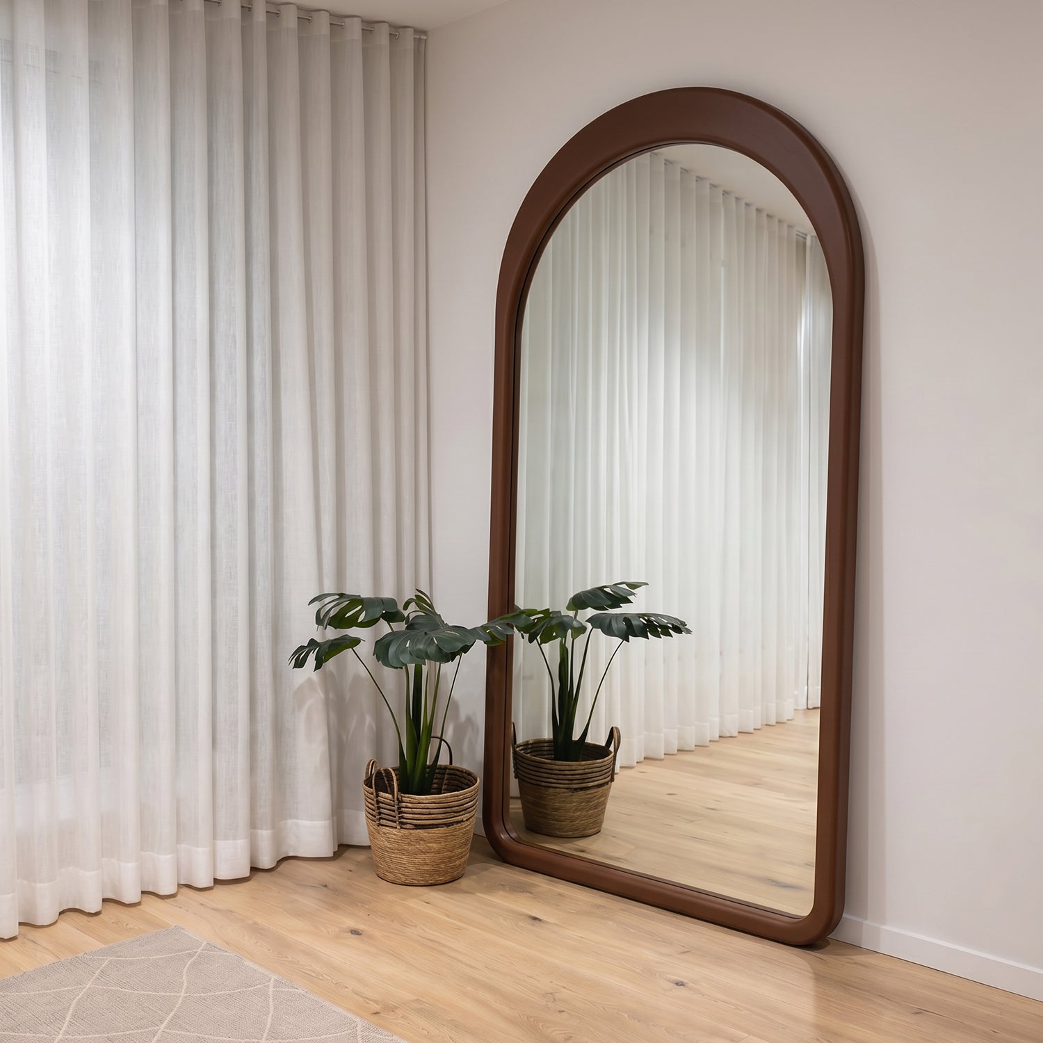 PREVENTA - Espejo Arco Gaia Color Nogal Cuerpo Entero 100x200cm