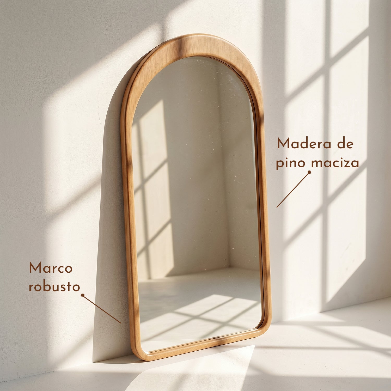 PREVENTA - Espejo Arco Gaia Color Roble Cuerpo Entero 100x200cm