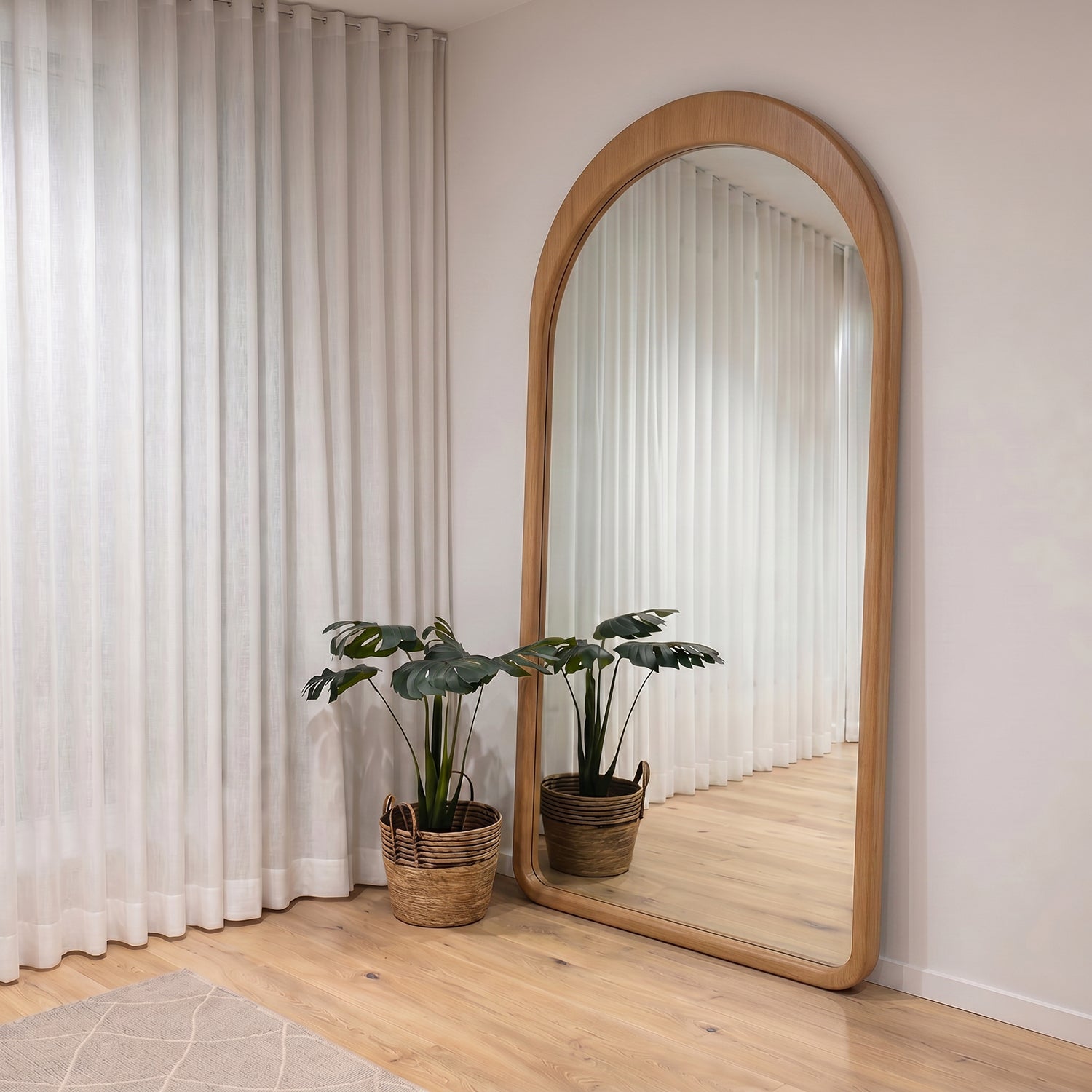PREVENTA - Espejo Arco Gaia Color Roble Cuerpo Entero 100x200cm