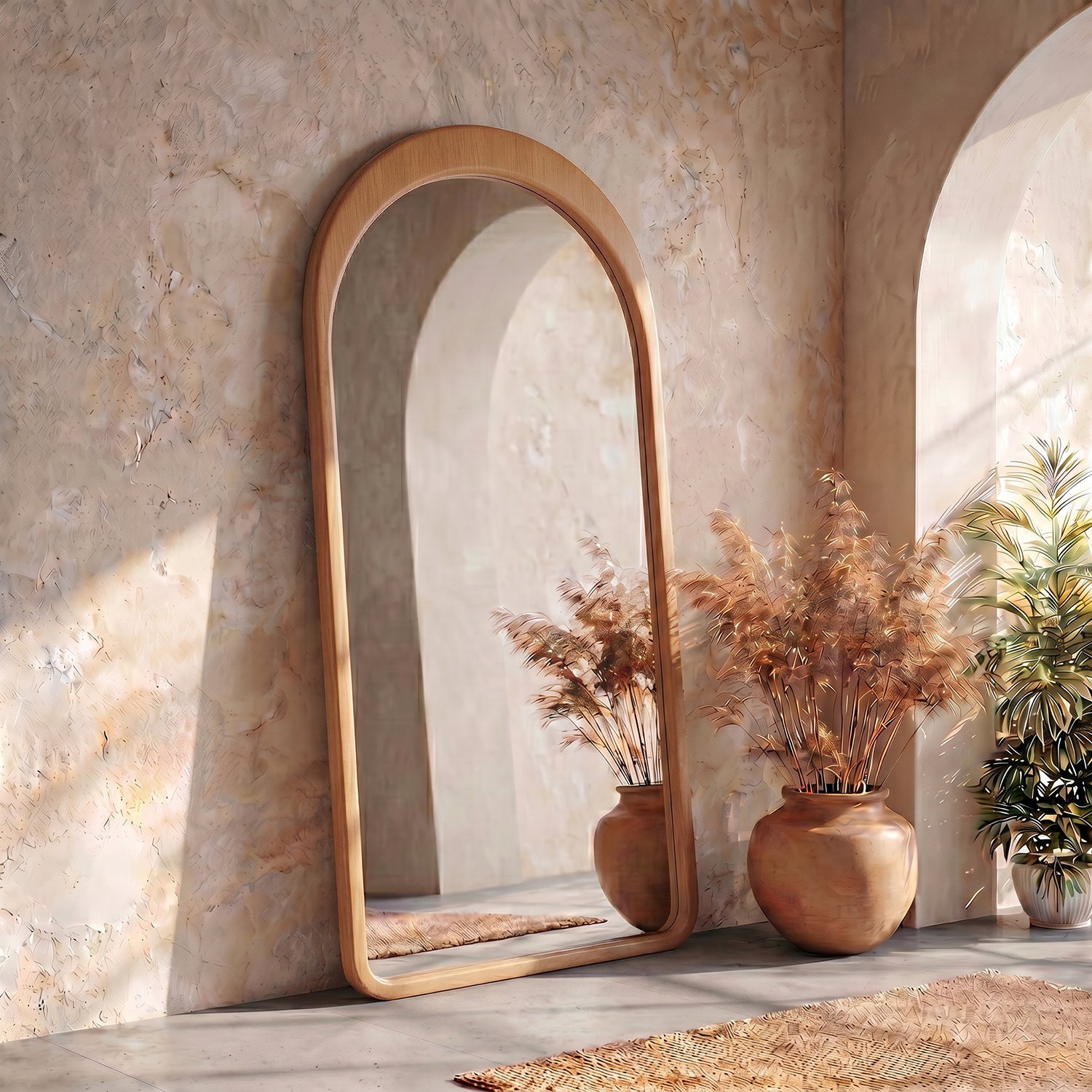 PREVENTA - Espejo Arco Gaia Color Roble Cuerpo Entero 100x200cm