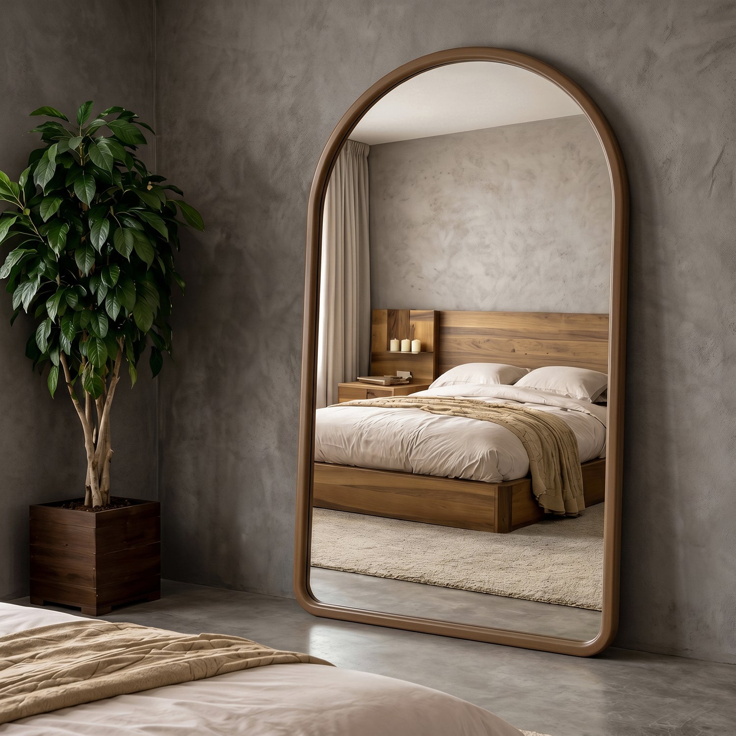 PREVENTA - Espejo Arco Madera Nogal Natural 190x110