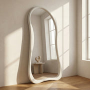 Espejo Asimétrico Cuerpo Entero Madera Blanco 200X100cm