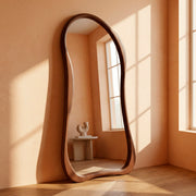 Espejo Asimétrico Cuerpo Entero Madera Color Cacao 180X80cm