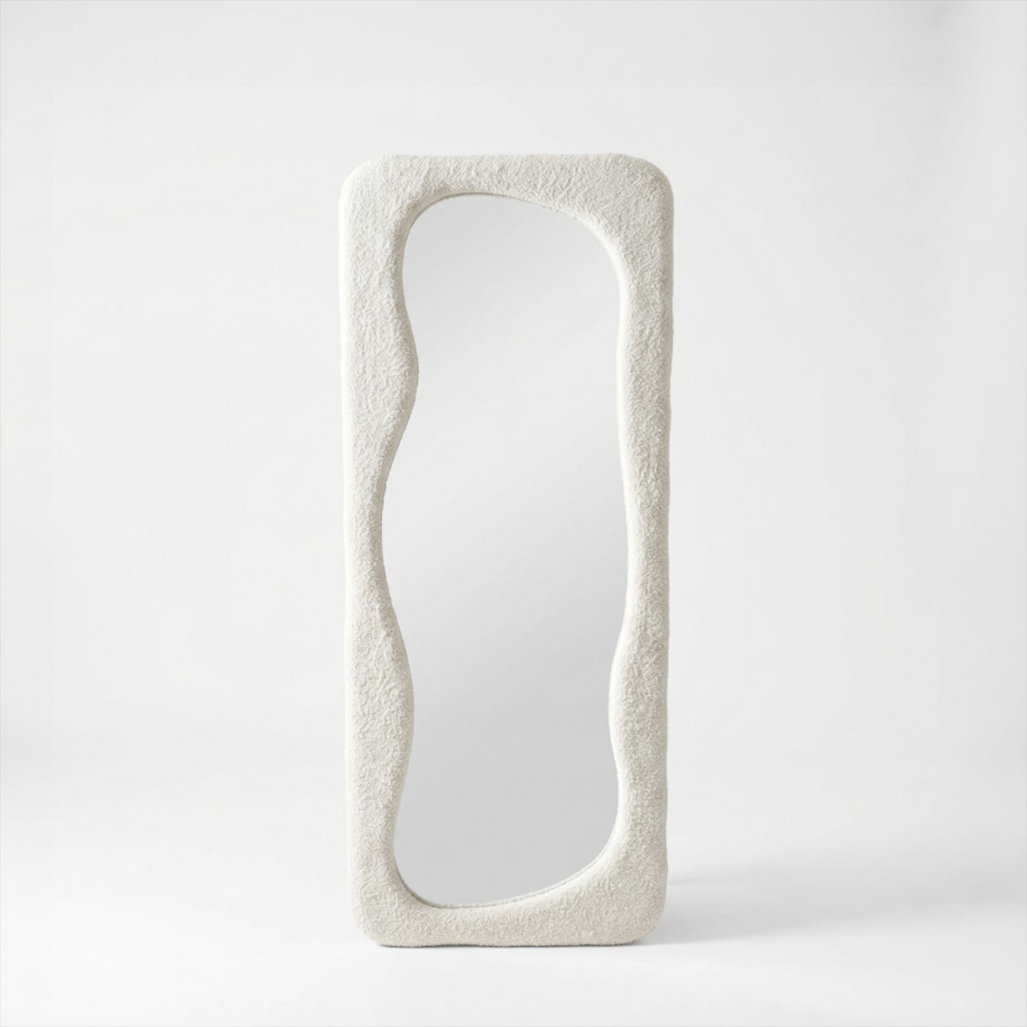 Espejo Blanco Cuerpo Entero Estilo Bouclé 180x80cm