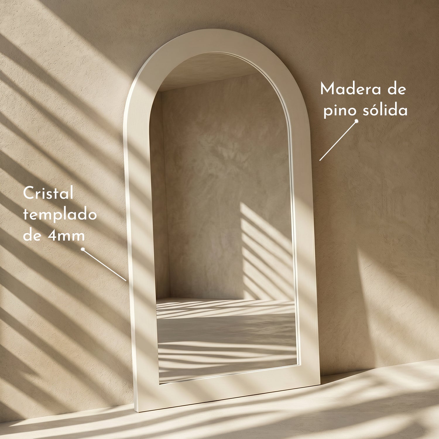 PREVENTA - Espejo Curvo Cuerpo Entero Blanco 200x100cm