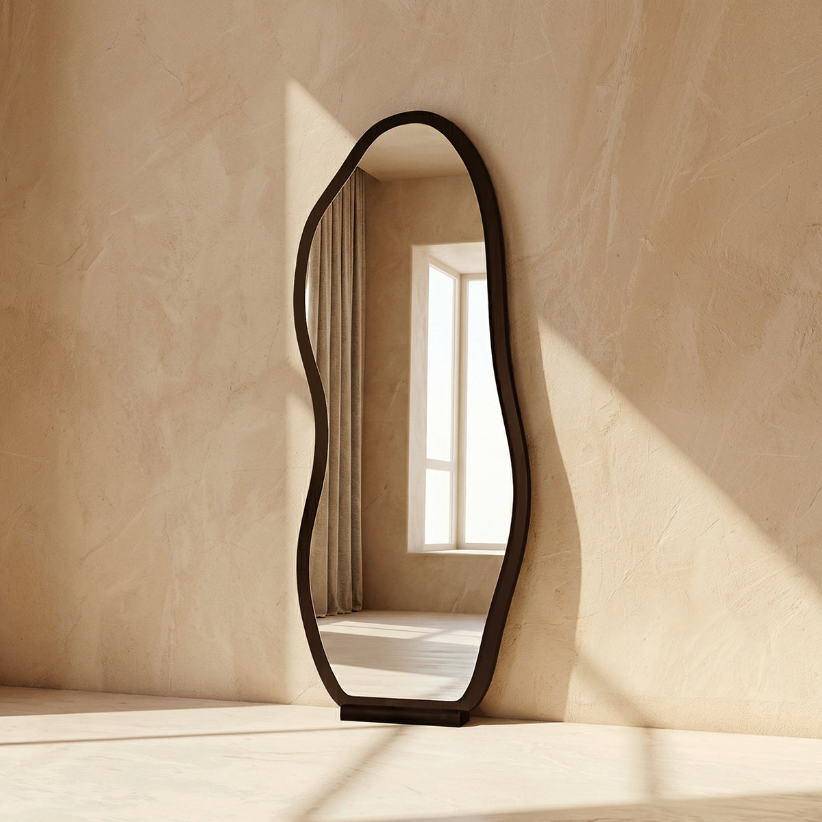 Espejo Irregular Cuerpo Entero Ébano Negro 170x70cm