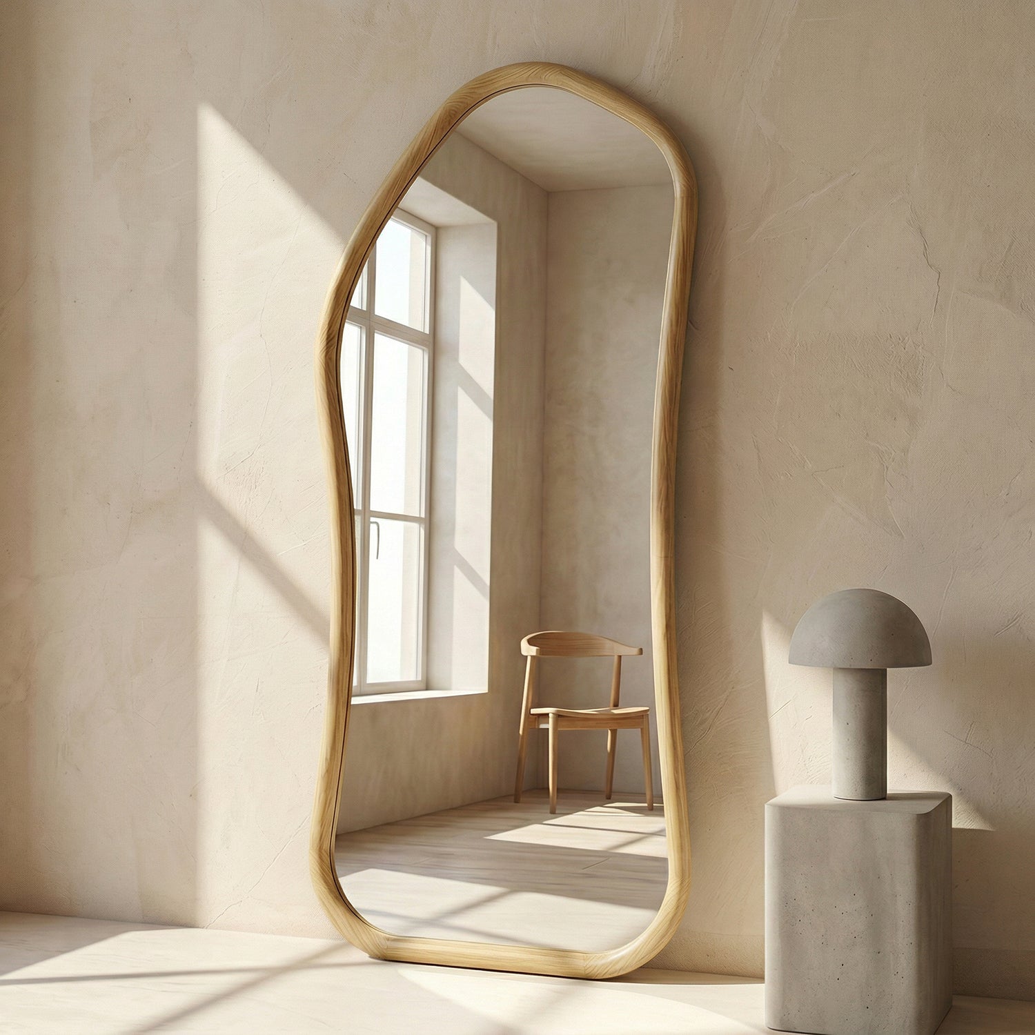 Espejo Irregular Cuerpo Entero Madera Color Abedul 200x100cm