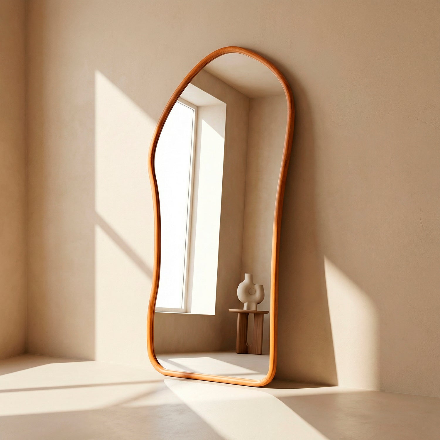 Espejo Irregular Cuerpo Entero Madera Color Roble 180x80cm