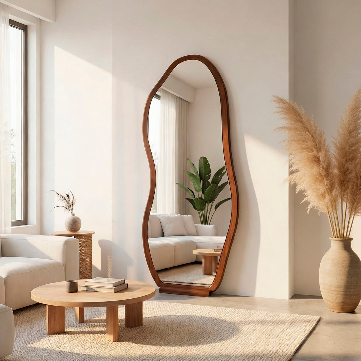 PREVENTA - Espejo Irregular Cuerpo Entero Color Nogal 170x70cm