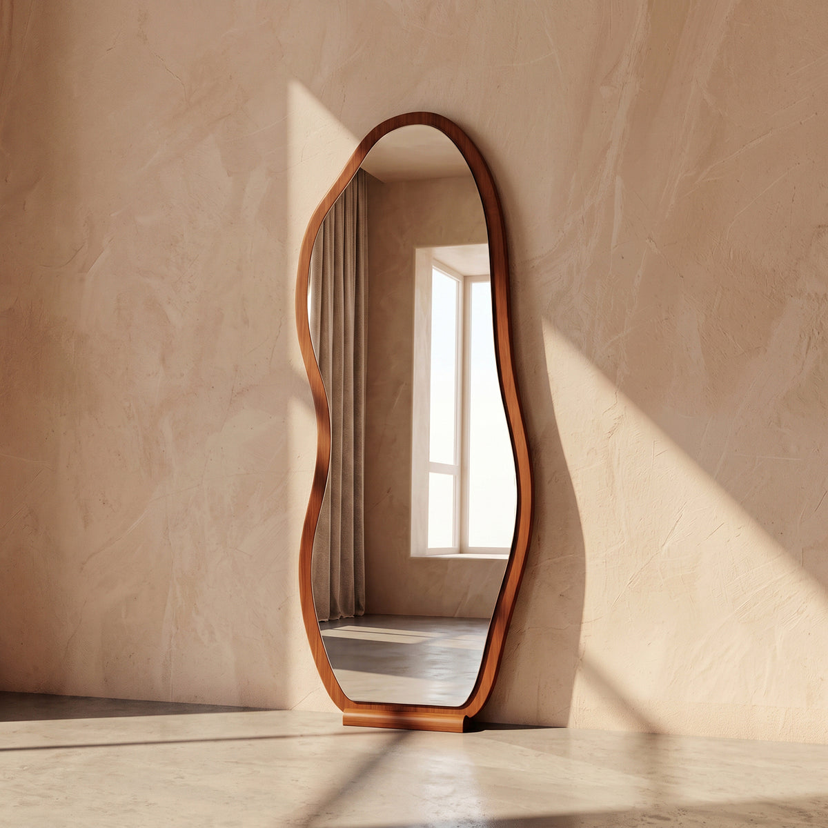 Espejo Irregular Cuerpo Entero Nogal 170x70cm Madera