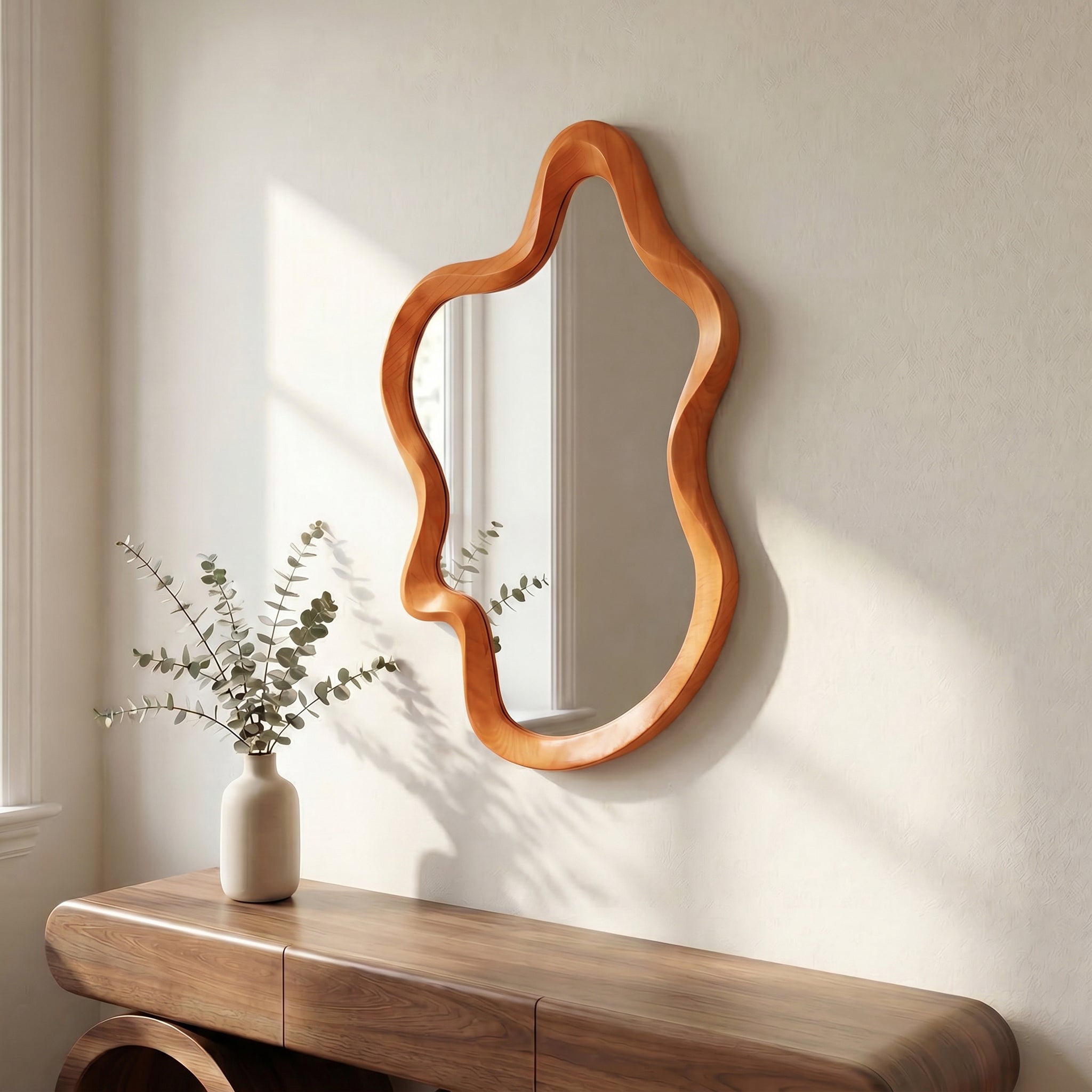 Espejo Modern Wave Madera Tono Arce 90x60cm