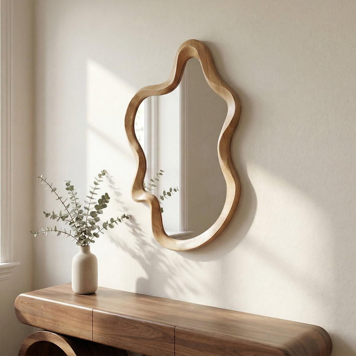 Espejo Modern Wave Madera Tono Arce 90x60cm