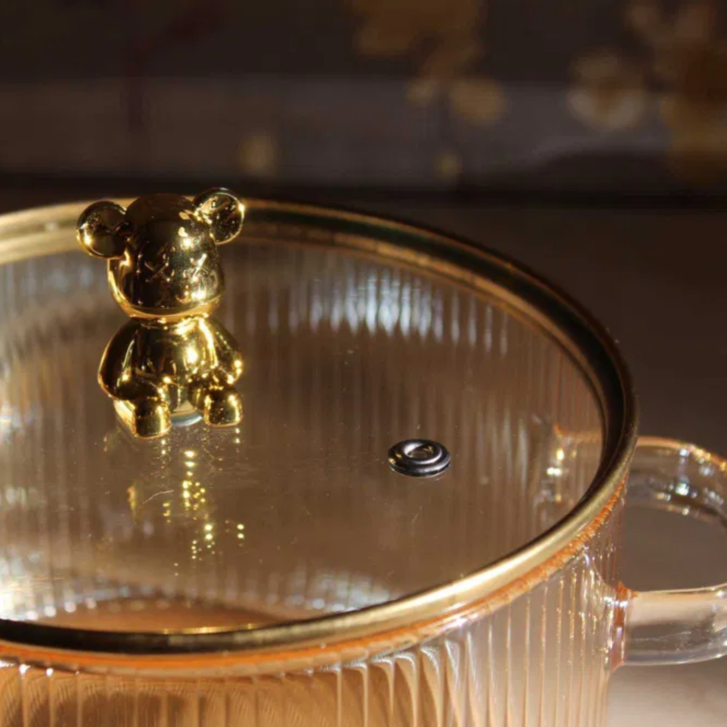 Olla de Vidrio Oso Dorado Minimalista