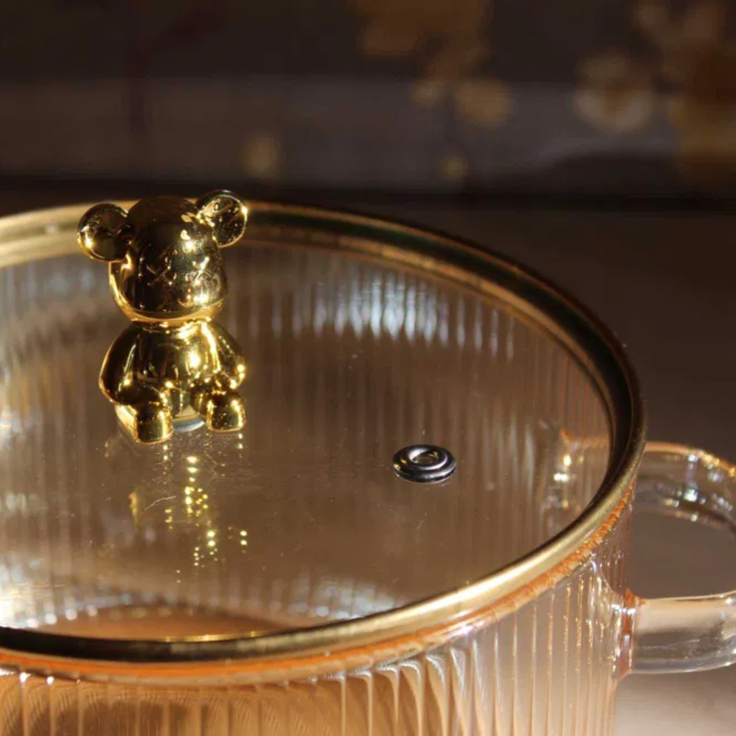 PREVENTA - Olla de Vidrio Oso Dorado Minimalista